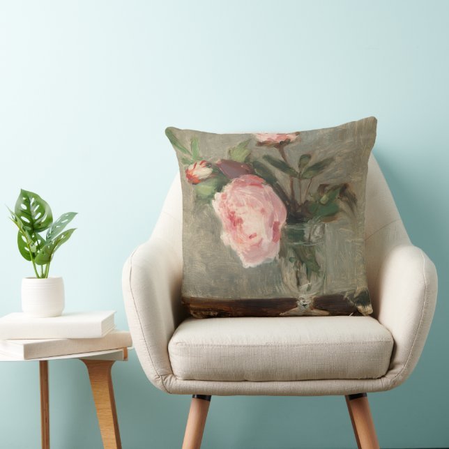 Berthe Morisot, Aesthetic peonies painting  Cushion (Chair)