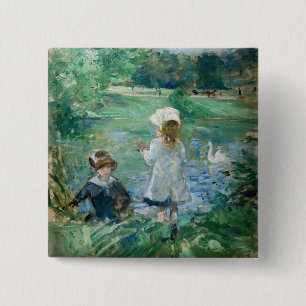 Berthe Morisot - Beside a Lake / Au bord du lac 15 Cm Square Badge