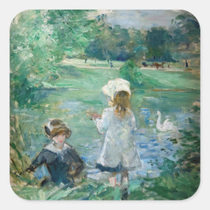 Berthe Morisot - Beside a Lake / Au bord du lac Square Sticker