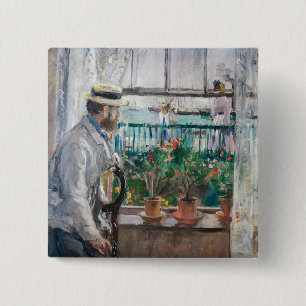 Berthe Morisot - Eugene Manet on the Isle of Wight 15 Cm Square Badge