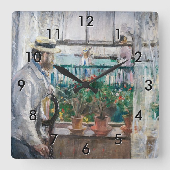 Berthe Morisot - Eugene Manet on the Isle of Wight Square Wall Clock (Front)