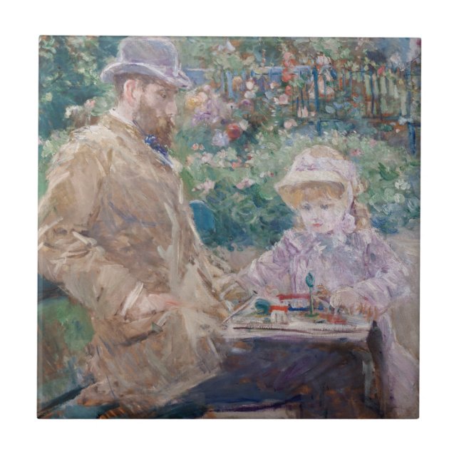 Berthe Morisot - Eugene Manet with his daughter Ceramic Tile (Front)
