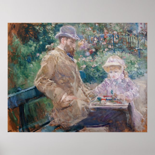 Berthe Morisot - Eugene Manet with his daughter Poster (Front)