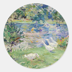 Berthe Morisot - Girl in a Boat with Geese Classic Round Sticker