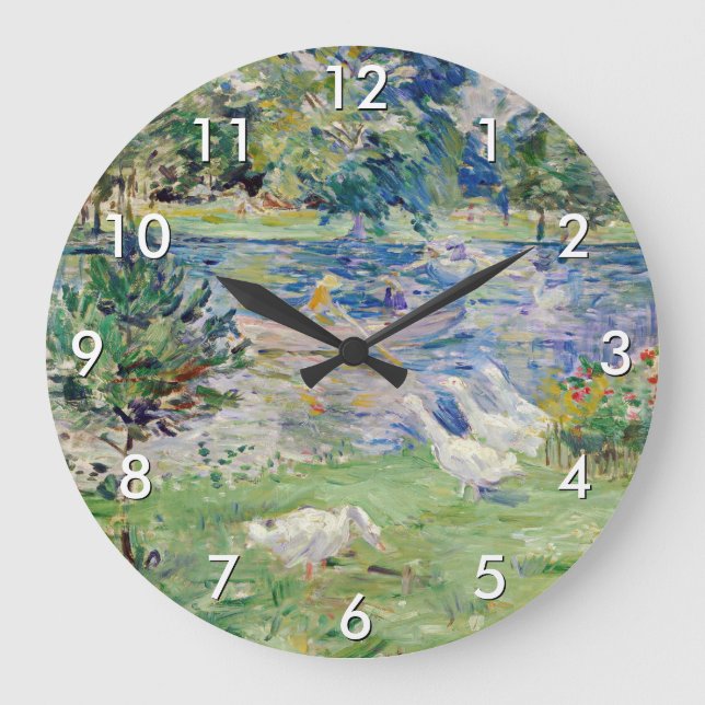 Berthe Morisot - Girl in a Boat with Geese Large Clock (Front)