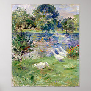 Berthe Morisot Girl in a Boat with Geese Poster