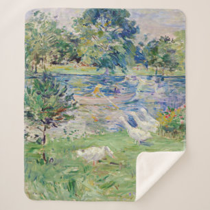 Berthe Morisot - Girl in a Boat with Geese Sherpa Blanket