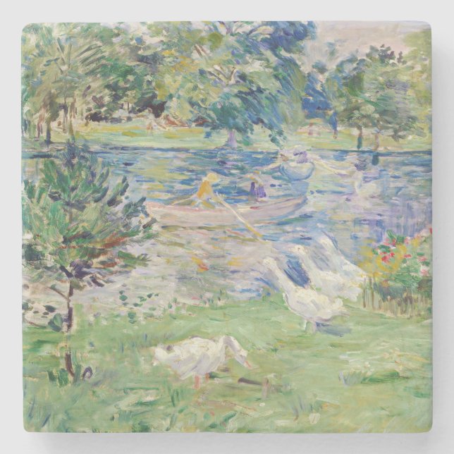 Berthe Morisot - Girl in a Boat with Geese Stone Coaster (Front)