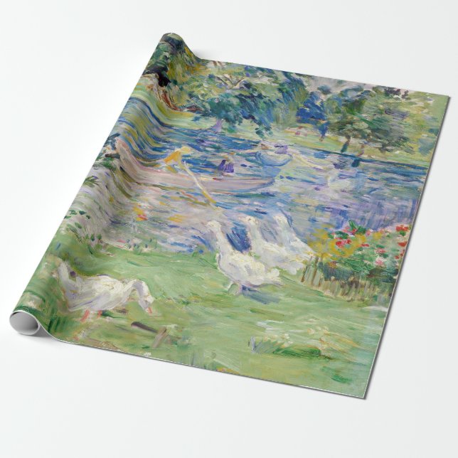 Berthe Morisot - Girl in a Boat with Geese Wrapping Paper (Unrolled)