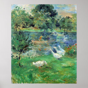 Berthe Morisot-Girls in a boat with geese Poster