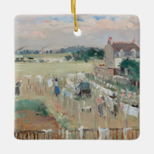 Berthe Morisot - Hanging the Laundry out to Dry Ceramic Ornament