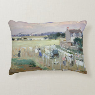 Berthe Morisot - Hanging the Laundry out to Dry Decorative Cushion