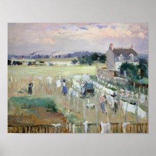 Berthe Morisot - Hanging the Laundry out to Dry Poster