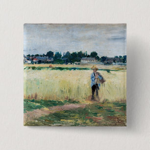 Berthe Morisot - In the Wheatfield at Gennevillier 15 Cm Square Badge