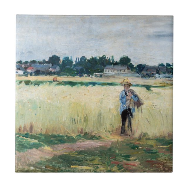 Berthe Morisot - In the Wheatfield at Gennevillier Ceramic Tile (Front)