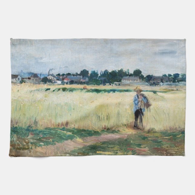 Berthe Morisot - In the Wheatfield at Gennevillier Tea Towel (Horizontal)