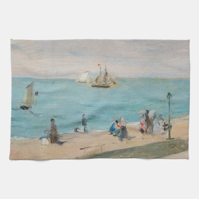 Berthe Morisot - On the Beach, Les Petites-Dalles Tea Towel (Horizontal)