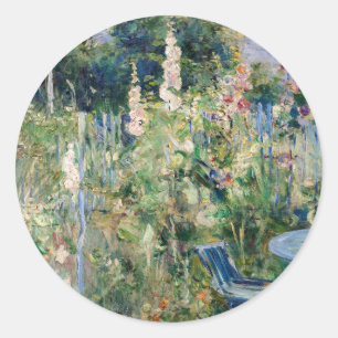 Berthe Morisot - Roses Tremieres / Hollyhocks Classic Round Sticker