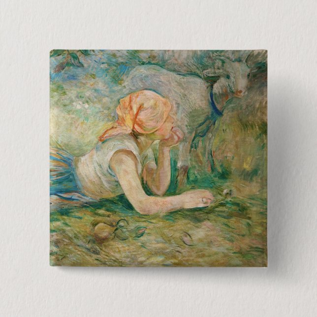 Berthe Morisot - Shepherdess Resting 15 Cm Square Badge (Front)
