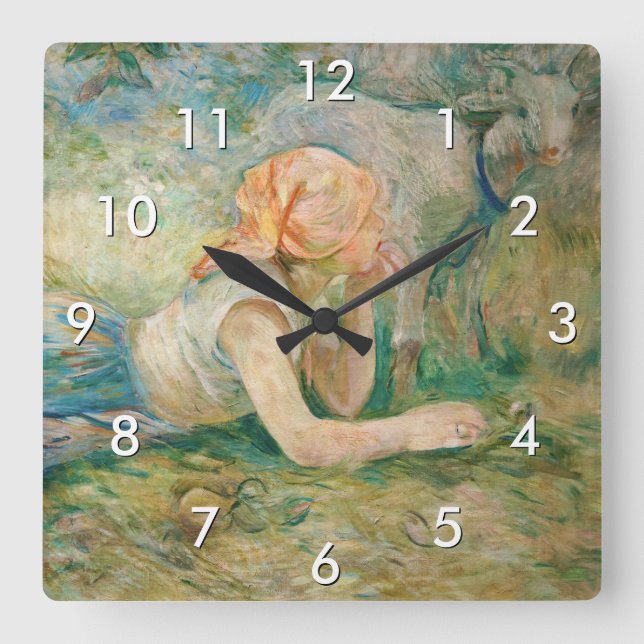 Berthe Morisot - Shepherdess Resting Square Wall Clock (Front)