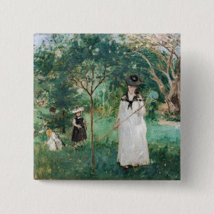 Berthe Morisot - The Butterfly Hunt 15 Cm Square Badge