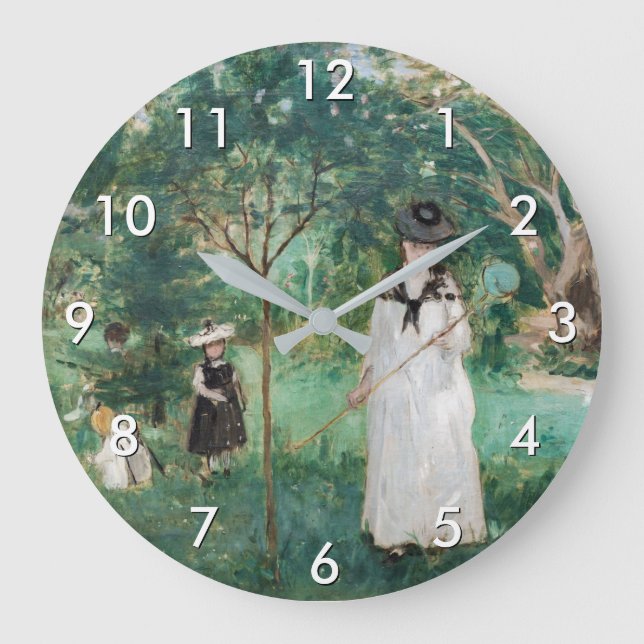 Berthe Morisot - The Butterfly Hunt Large Clock (Front)