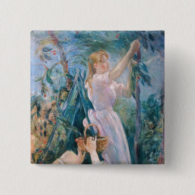 Berthe Morisot - The Cherry Picker 15 Cm Square Badge (Front)