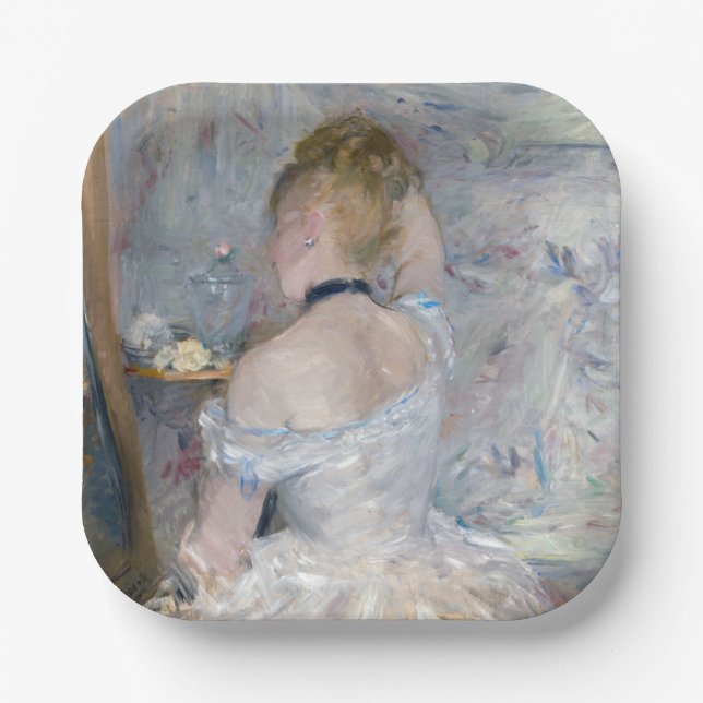 Berthe Morisot - Woman at Her Toilette Paper Plate (Front)