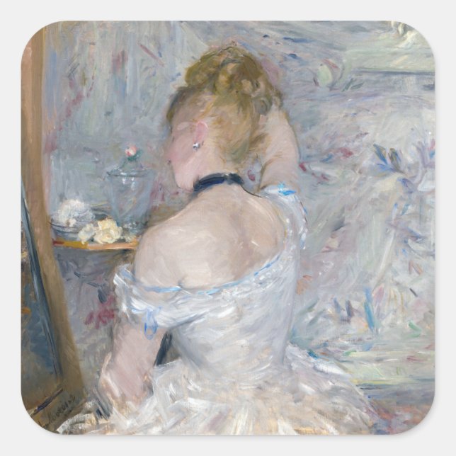 Berthe Morisot - Woman at Her Toilette Square Sticker (Front)