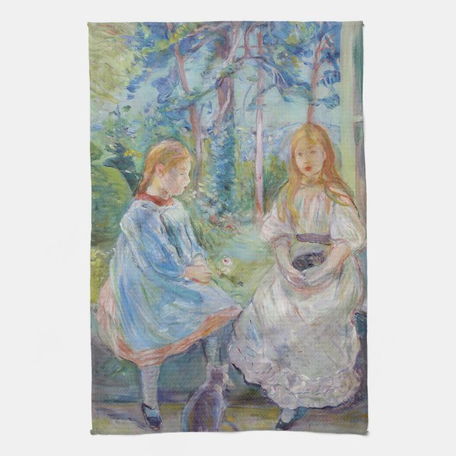 Berthe Morisot - Young Girls at the Window Tea Towel (Vertical)