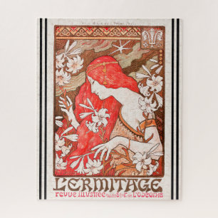 Berthon Art Nouveau Lady Giant Lily Flower Puzzle