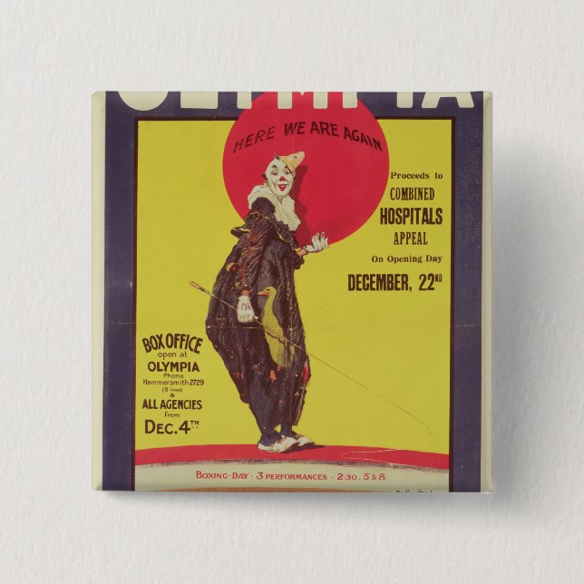 Bertram Mills circus poster 15 Cm Square Badge (Front)