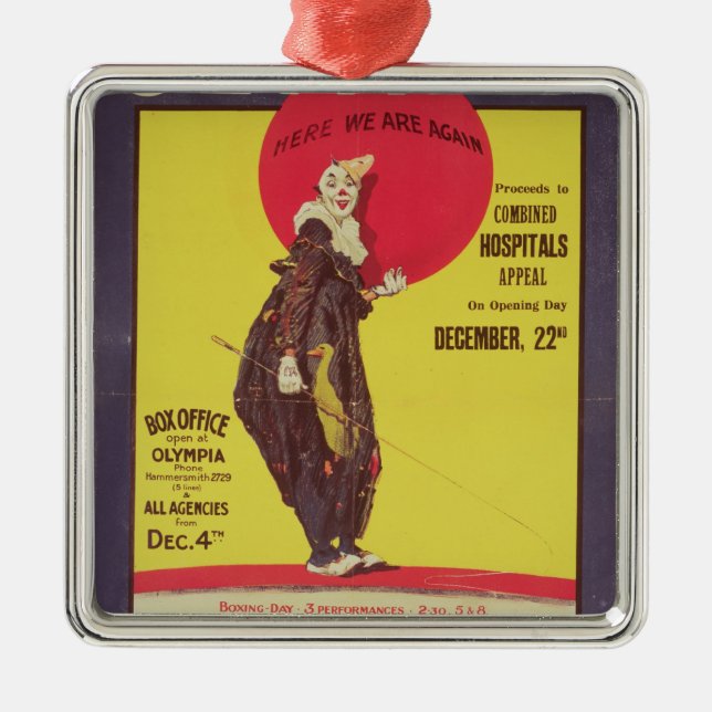 Bertram Mills circus poster Metal Tree Decoration (Front)