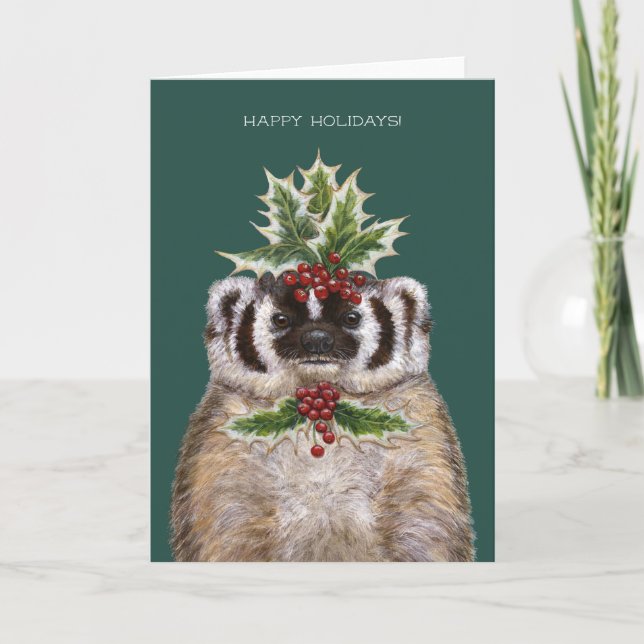 Bertrand the badger holiday card (Front)