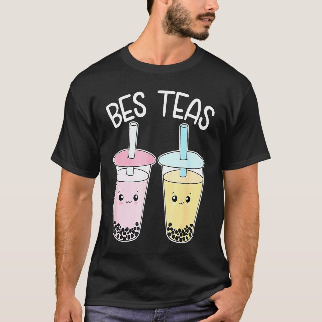 Bes Teas Boba Tea Besties Bubble Tea Cute Boba Bes T-Shirt (Front)
