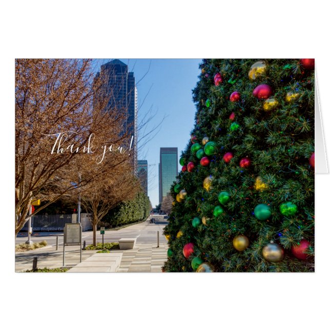 Beside the Dallas Christmas Tree Thank you Card (Front Horizontal)