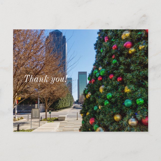Beside The Dallas Christmas Tree Thank you Postcard (Front)