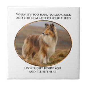 Beside You Collie Ceramic Tile