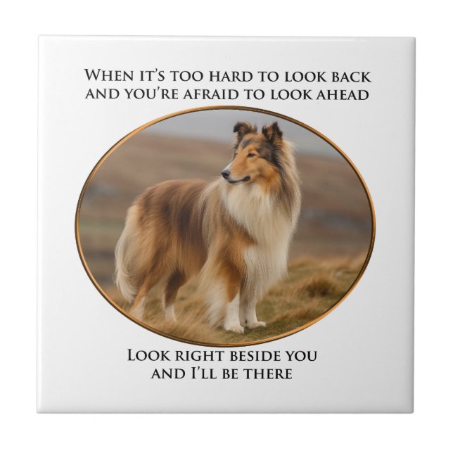 Beside You Collie Ceramic Tile (Front)