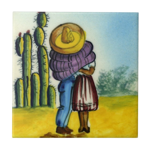 Beso - The Kiss Vintage Style Mexican Tile (Front)