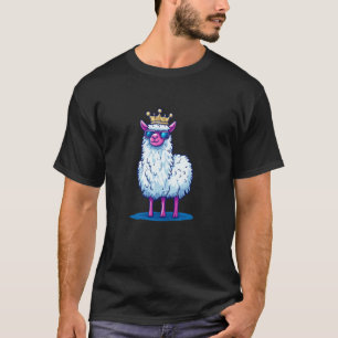 Bespectacled Llama King Graphic for a Whimsical Lo T-Shirt