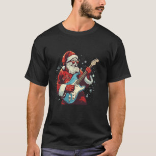 Bespectacled Santa Claus with electric Guitar and T-Shirt
