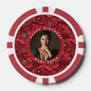 Bespoke Anemones Floral Aesthetic Outdoor Birthday Poker Chips
