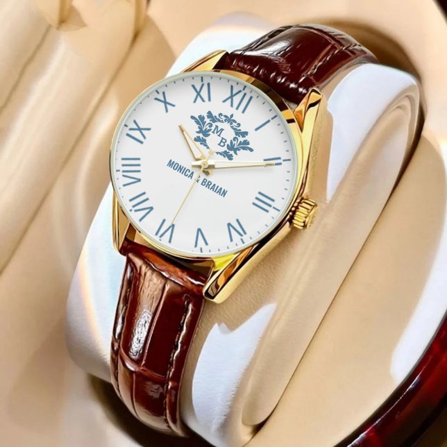 Bespoke Floral Monogram Unique Wedding Keepsake Watch (Creator Uploaded)