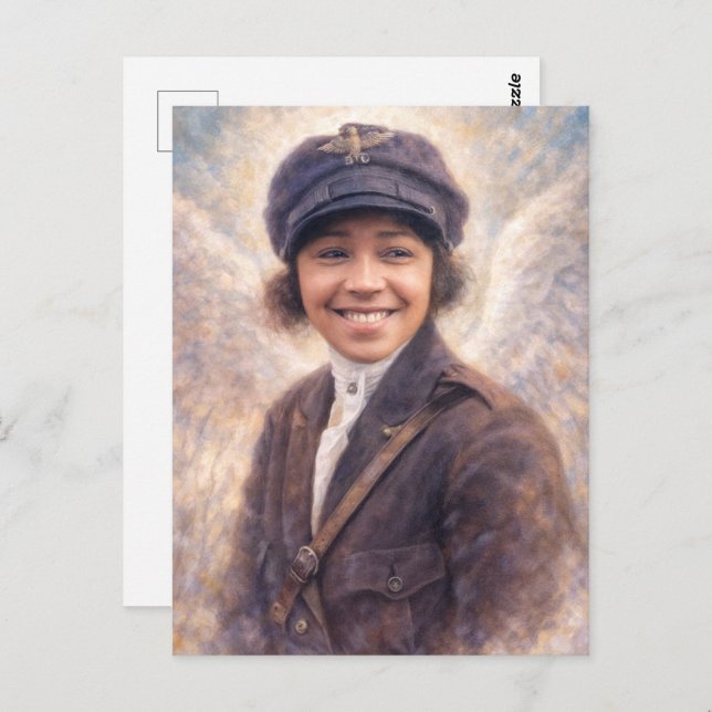Bessie Coleman Portrait Painting - Angelcore Style Postcard (Front/Back)