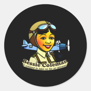 Bessie Coleman With Airplane Black History Month Classic Round Sticker