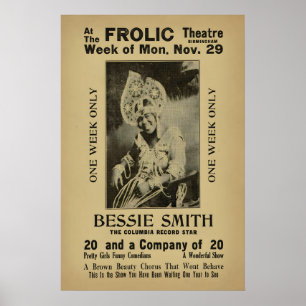 Bessie Smith jazz poster - Frolic Theatre