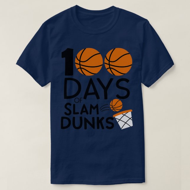 Best 100th Day of School Basketball 100 Days of Sl T-Shirt (Design Front)