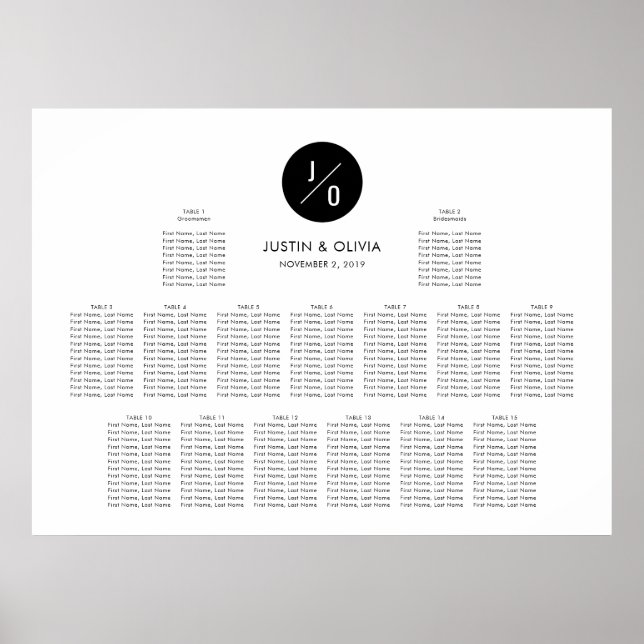 BEST 38"x28" Seating Chart - Olivia & Justin (Front)