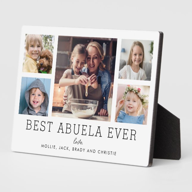 Best Abuela Ever 5-Photo Collage Keepsake Custom Plaque (Side)
